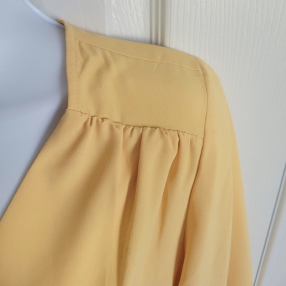 Topshop butter‎ yellow button down shirt with waist tie bows women's size 2 - Picture 10 of 16